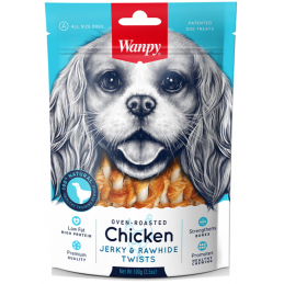 Wanpy Chicken Jerky & Rawhide Twists 100G