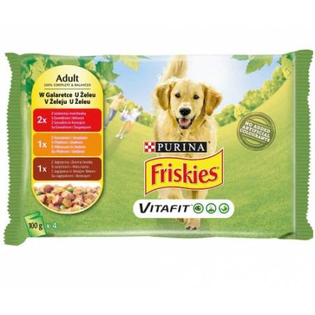 Friskies Adult Wołowina Kurczak Jagnięcina 10 (4X100G)