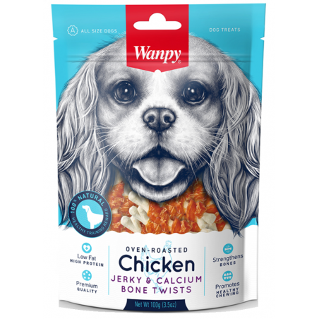 Wanpy Chicken Jerky & Calcium Bone Twists 100G