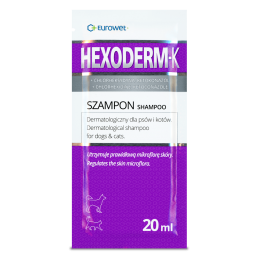 Eurowet Hexoderm K - Dermatologiczny Szampon Dla Psów I Kotów Z Chlorheksydyną I Ketokonazolem, Saszetka 20Ml