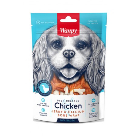 Wanpy Chicken Jerky & Calcium Bone Wrap 100G