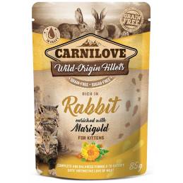 Carnilove Cat Pouch Kitten Rabbit With Marigold Grain-Free 85G