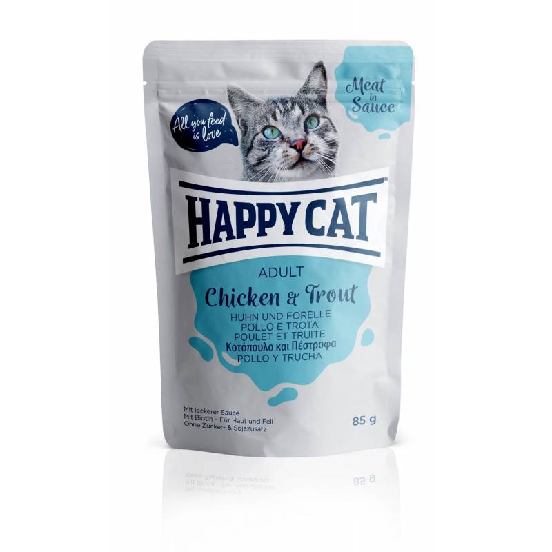 Happy Cat Saszetka Adult Kurczak I Pstrąg W Sosie 85G