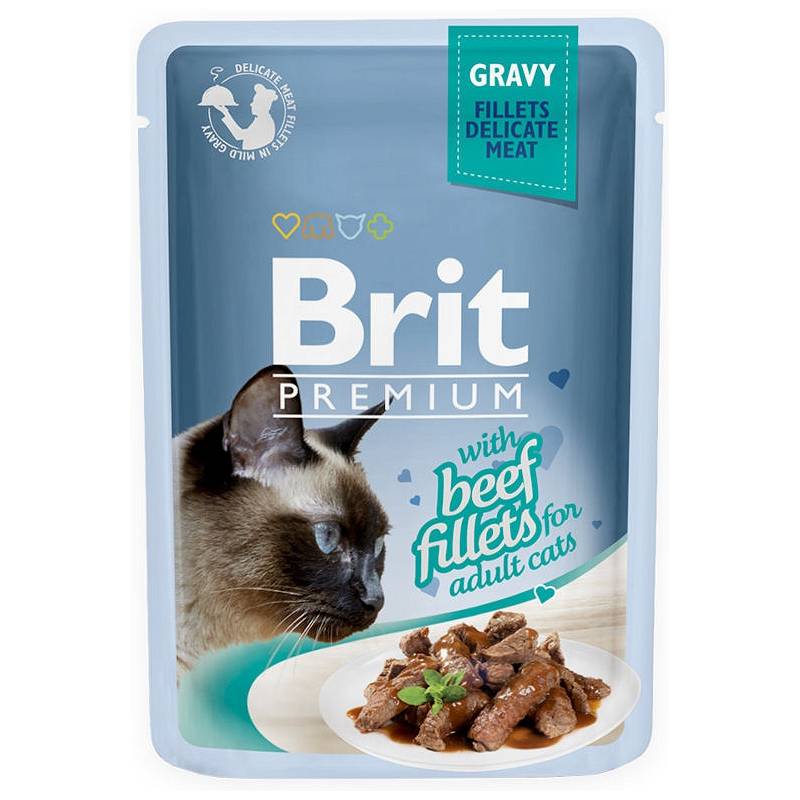 Brit Pouch Gravy Fillets Beef Saszetka Dla Kota Z Wołowiną W Sosie 85G