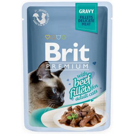 Brit Pouch Gravy Fillets Beef Saszetka Dla Kota Z Wołowiną W Sosie 85G