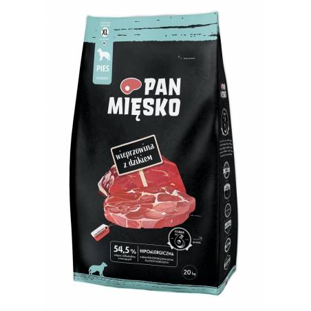 Pan Mięsko Wieprzowina Z Dzikiem (Dorosły) Chrupki Xl - Karma Sucha Dla Psa - 20Kg