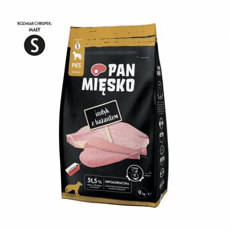 Pan Mięsko Indyk Z Bażantem (Dorosły) Chrupki S  Karma Sucha Dla Psa 9Kg