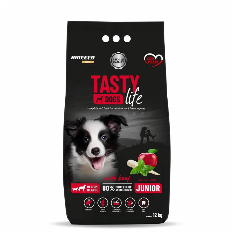 Biofeed Tasty Dogs Life Junior M&L With Beef 12Kg