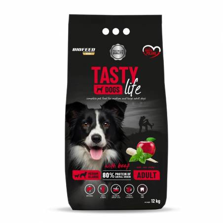 Biofeed Tasty Dogs Life Adult M&L With Beef 12Kg