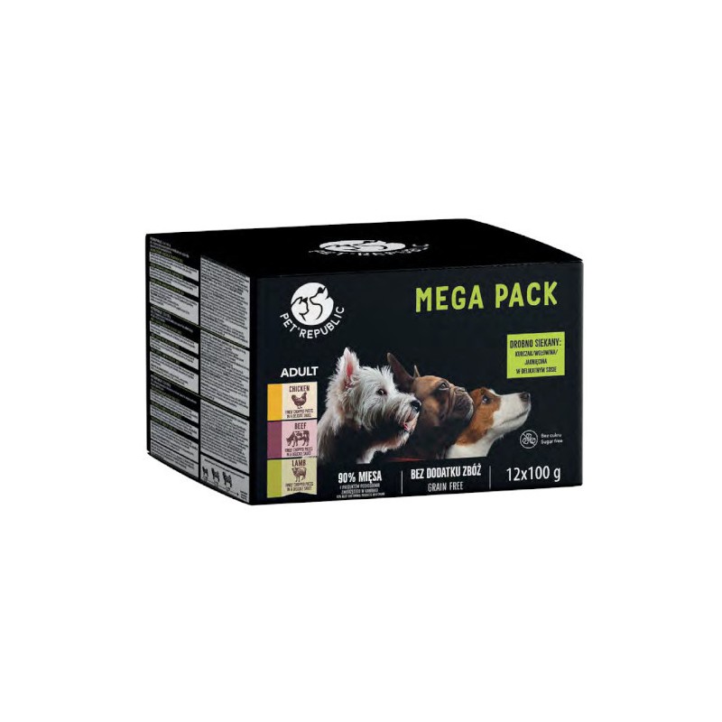 Petrepublic Multipack Dla Psa Kurczak, Wołowina, Jagnięcina 12X100G