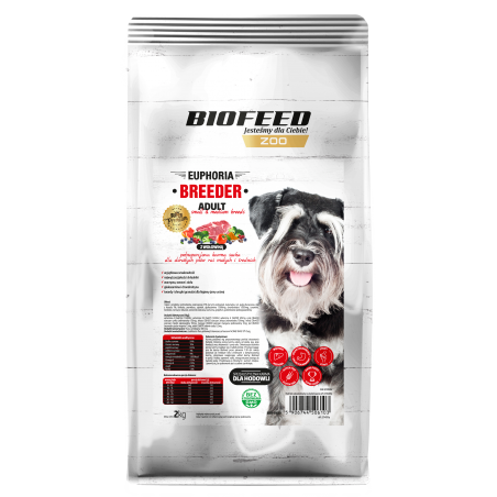 Biofeed Euphoria Breeder Adult Small & Medium Dla Dorosłych Psów Małych I Średnich Ras Z Wołowiną 2Kg