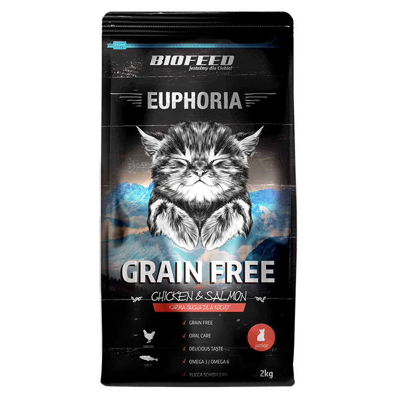 Biofeed Euphoria Junior Cat Grain Free Dla Kociąt Z Kurczakiem I Łososiem 2Kg