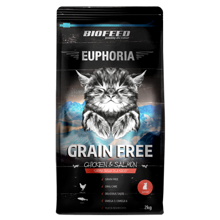 Biofeed Euphoria Junior Cat Grain Free Dla Kociąt Z Kurczakiem I Łososiem 2Kg