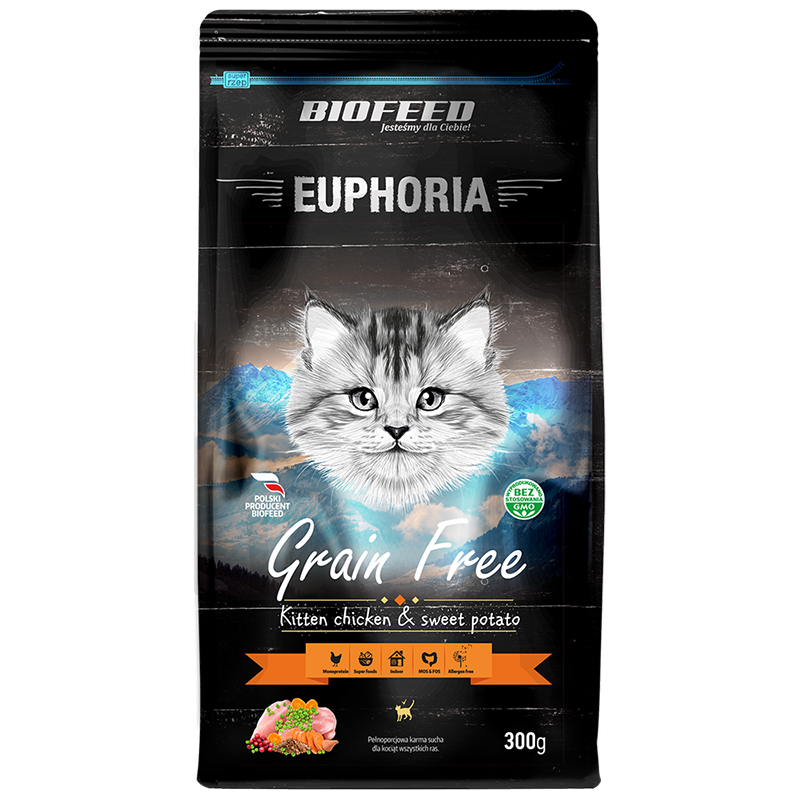 Biofeed Euphoria Kitten Grain Free Dla Kociąt Z Kurczakiem I Słodkim Ziemniakiem 300G