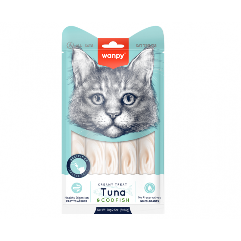 Wanpy Creamy Treat Tuna & Codfish 5X14G