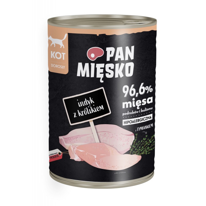 Pan Mięsko Karma Mokra Dla Kota Indyk Z Królikiem 400G