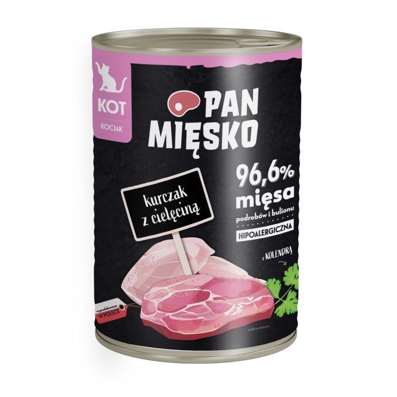 Pan Mięsko Karma Mokra Dla Kociąt Kurczak Z Cielęciną 400G