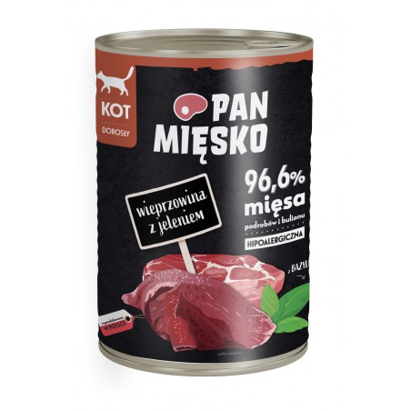 Pan Mięsko Karma Mokra Dla Kota Wieprzowina Z Jeleniem 400G