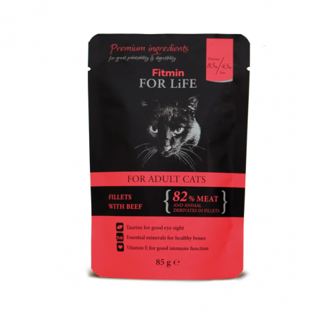 Fitmin Cat For Life Pouch Adult Beef 85G